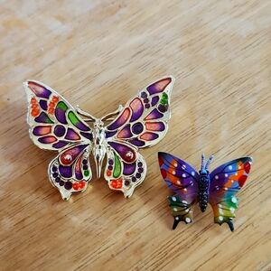 Vintage Danecraft Butterfly Gold Enamel Brooch Pin